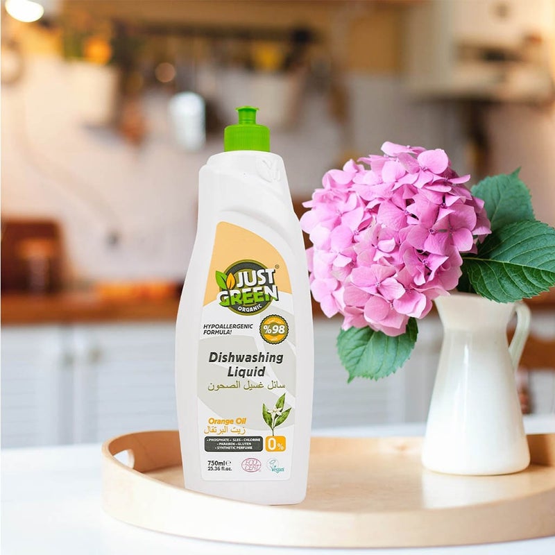 Just Green Organic Orange Oil Dishwashing Liquid 750ml