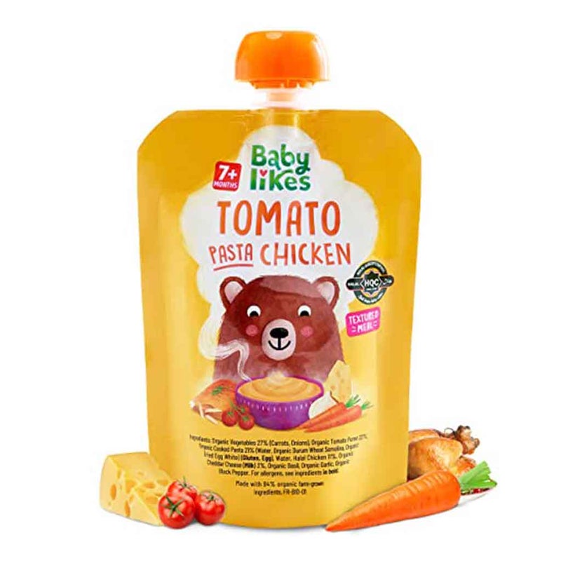 Babylikes Tomato Pasta Chicken Stage 2 For 7+ Months Organic Baby Puree 130g