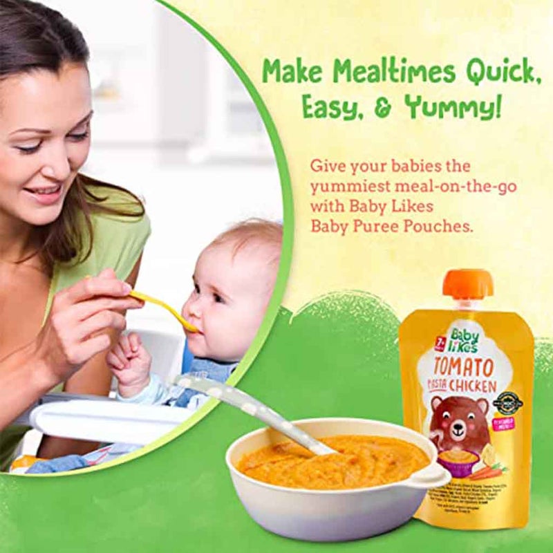 Babylikes Tomato Pasta Chicken Stage 2 For 7+ Months Organic Baby Puree 130g