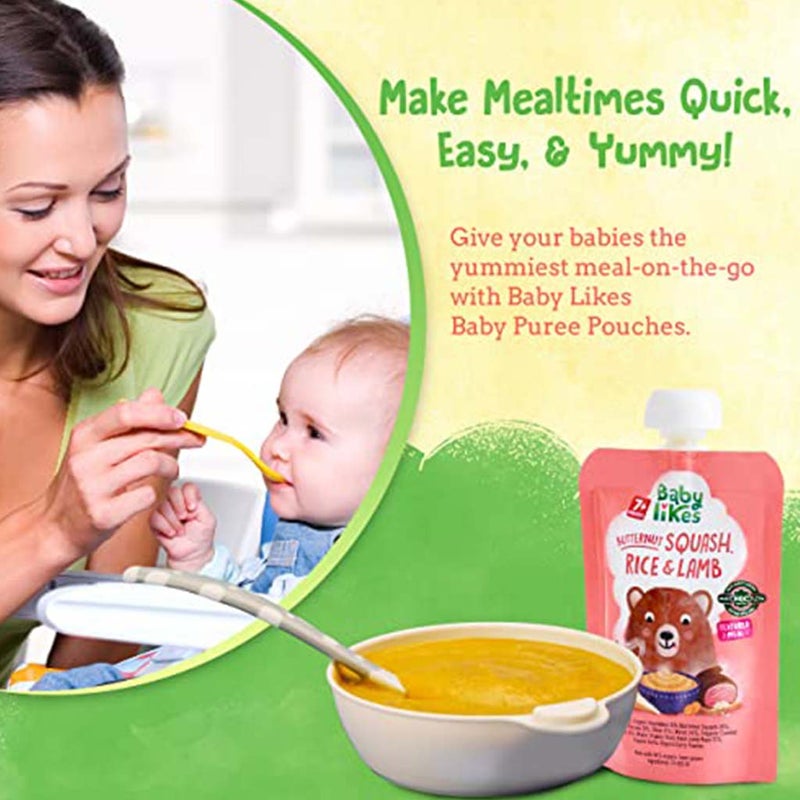 Babylikes Butternut Squash Rice & Lamb Stage 2 For 7+ Months Organic Baby Puree 130g
