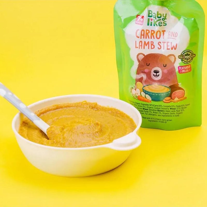 Babylikes Carrot & Lamb Stew Stage 2 Organic Baby Puree For 7+ Months Infant, 130g