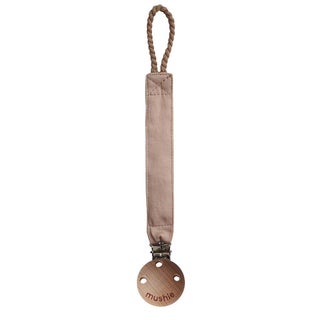 Mushie Baby Pacifier Linen Fabric Clip - Natural Brown Color, Pack of 1’s