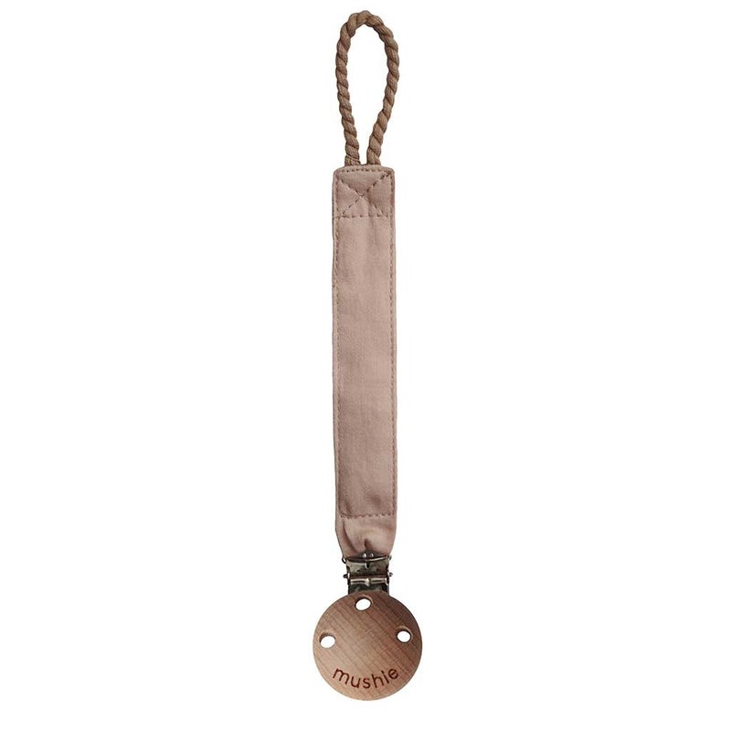 Mushie Baby Pacifier Linen Fabric Clip - Natural Brown Color, Pack of 1’s
