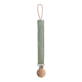 Mushie Baby Pacifier Linen Fabric Clip - Roman Green Color, Pack of 1’s