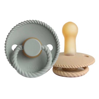 Frigg Rope Natural Rubber Baby Pacifiers, Size 2, 6-18 Months, Cream/ Sage Color, Pack of 2’s 