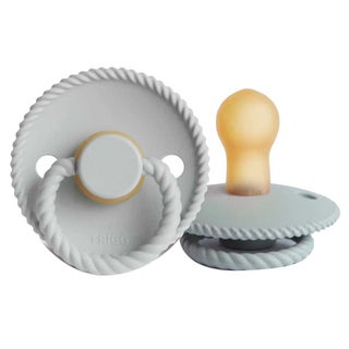 Frigg Rope Natural Rubber Baby Pacifiers, Size 2, 6-18 Months, Silver Gray/French Gray Color, Pack of 2’s 