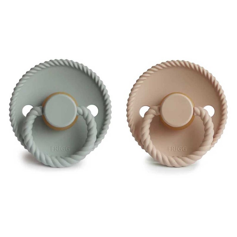 Frigg Rope Natural Rubber Baby Pacifiers, Size 1, 0-6 Months, Cream/Sage Color, Pack of 2’s 