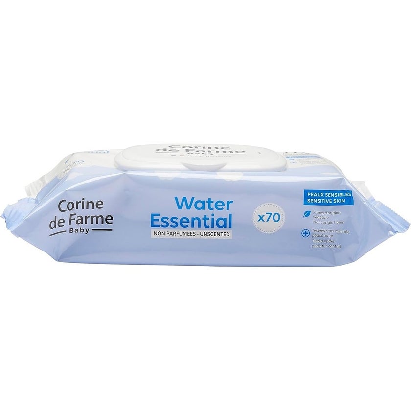 Corine De Farme Water Essential Unscented Baby Wet Wipes, Pack of 70's
