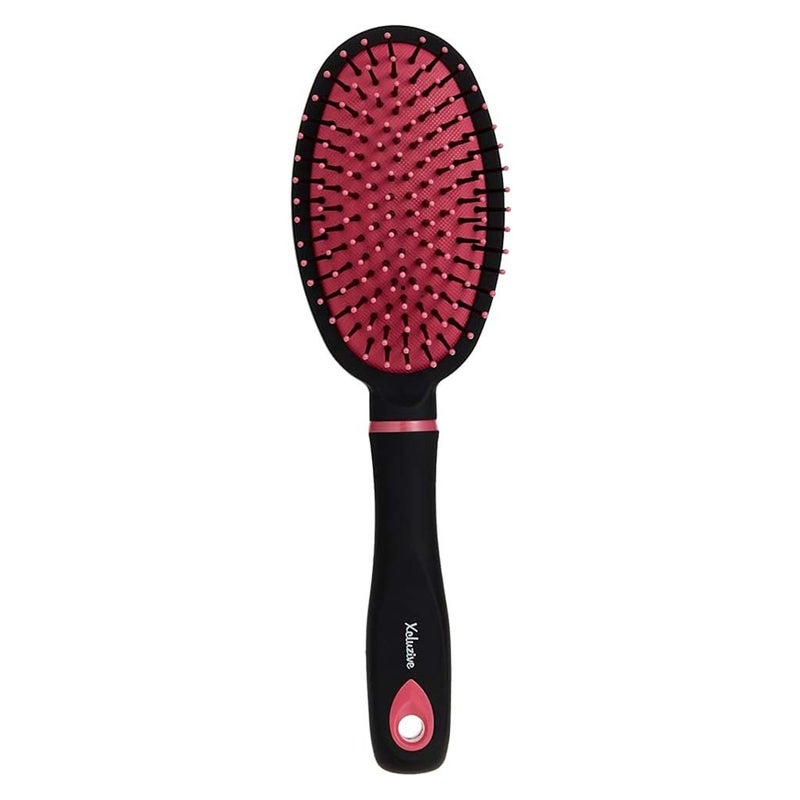 Xcluzive Oval Shape Cushion Hair Brush - Black/Pink Color