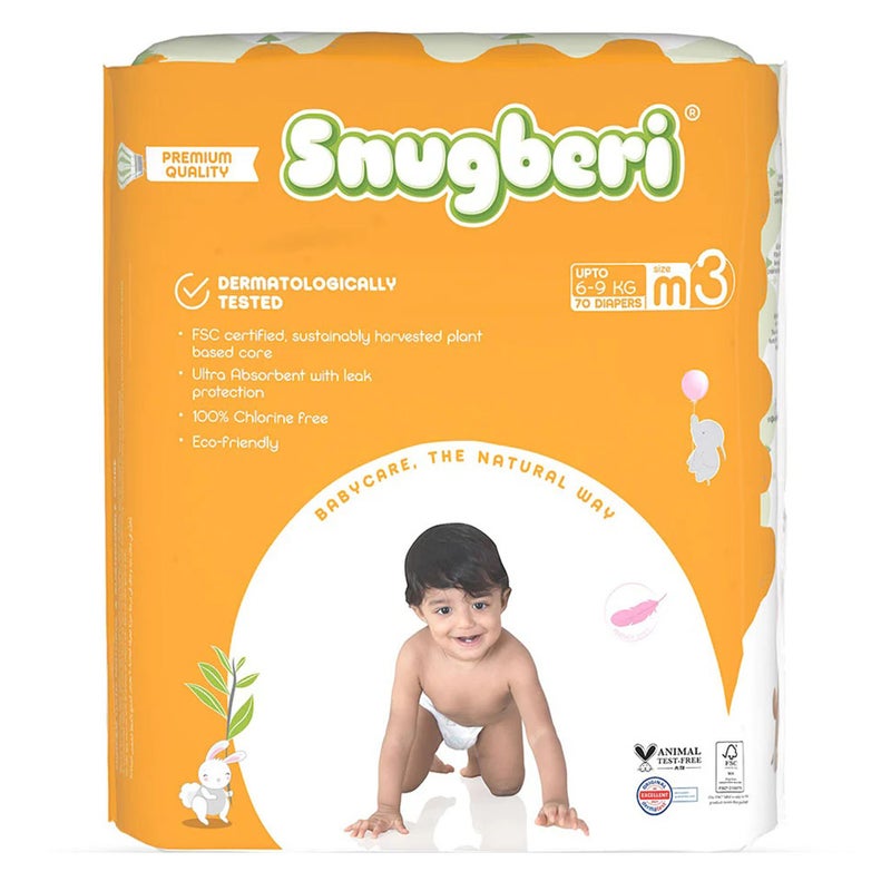 Snugberi Baby Diapers, Size 3, Medium, 6-9Kg, MEGA PACK of 70’s