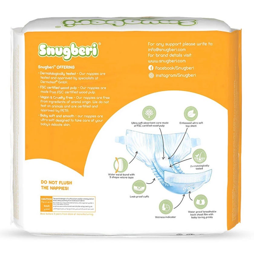 Snugberi Baby Diapers, Size 4, Large, 7-12Kg, Pack of 24's