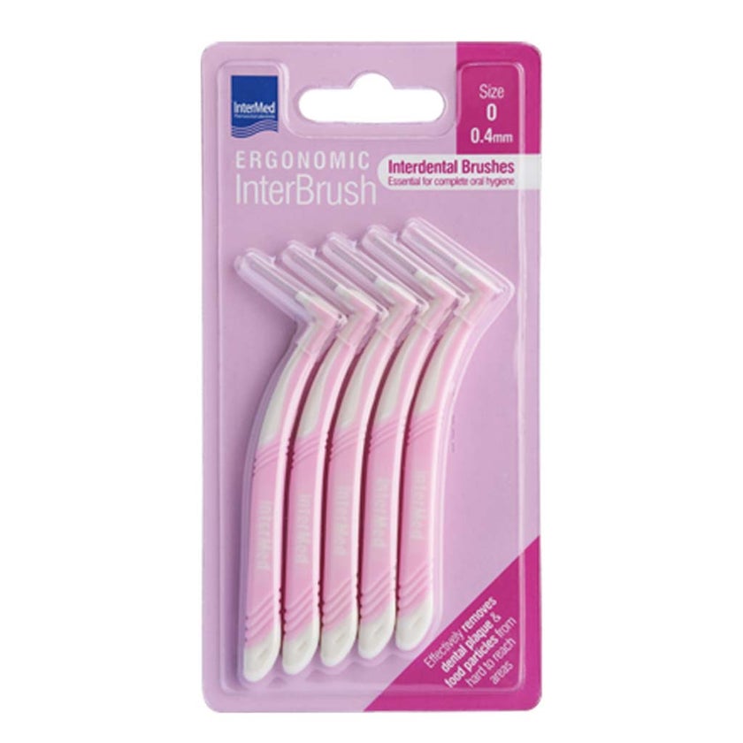 Intermed Ergonomic Interdental Brush Size 0, 0.40mm - Pink, Pack of 5's