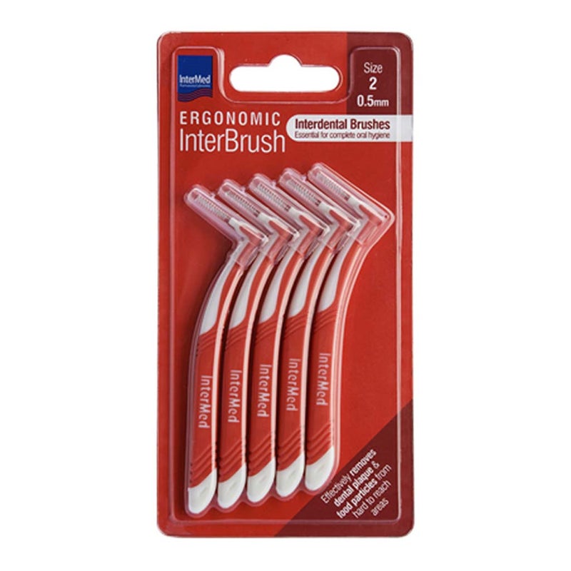 Intermed Ergonomic Interdental Brush Size 2, 0.50mm - Red, Pack of 5's