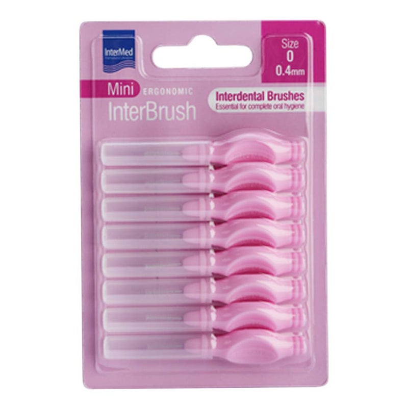 Intermed Ergonomic Interdental Mini Brush, Size 0, 0.40mm - Pink, Pack of 8's
