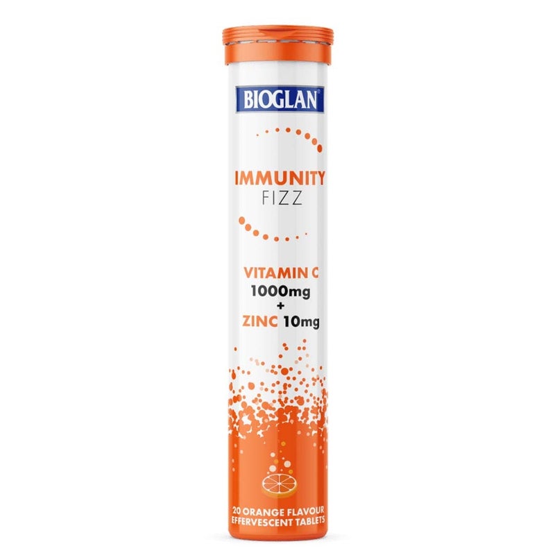 Bioglan Immunity Fizz Vitamin C 1000mg & Zinc Effervescent Tablets, Pack of 20's