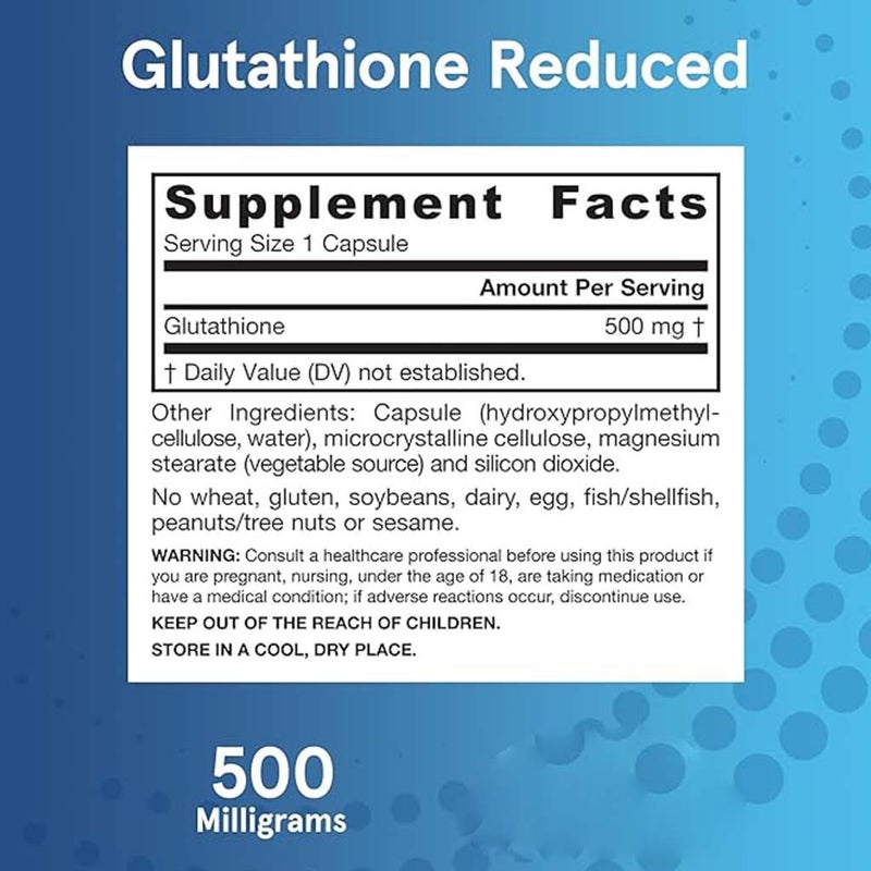 Jarrow Formulas Glutathione Reduced 500mg Capsules, Pack of 60's