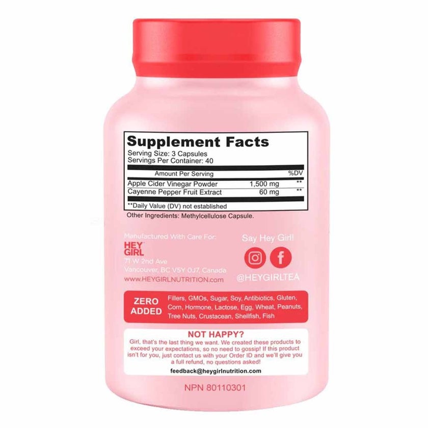 Hey Girl Nutrition Apple Cider Vinegar Capsules, Pack of 120's
