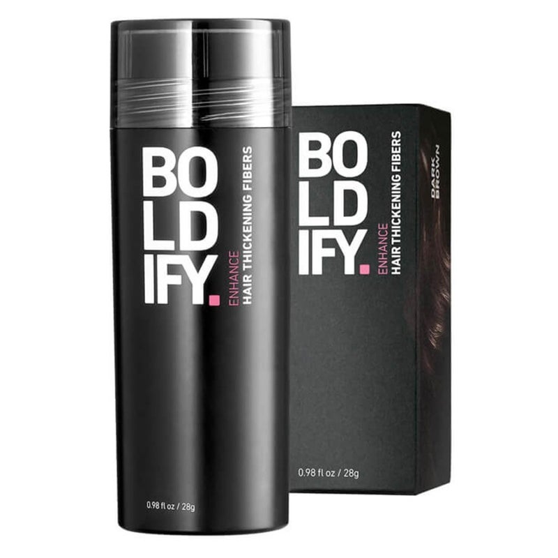Boldify Enhance Hair Volumizing Thickening Fiber Powder For Thin Hair - Dark Brown, 28g
