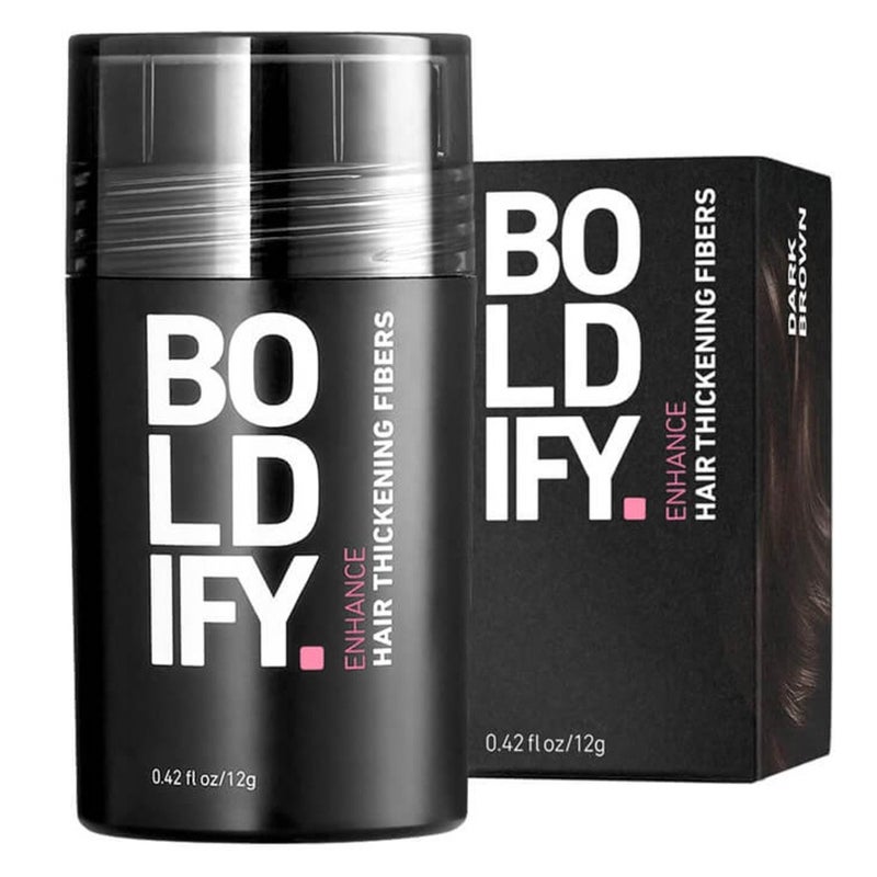 Boldify Enhance Hair Volumizing Thickening Fiber Powder For Thin Hair - Dark Brown, 12g