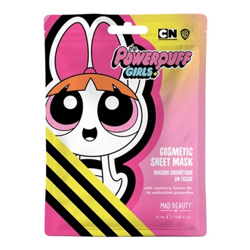 Mad Beauty Powerpuff Girls Blossom Cosmetic Face Sheet Mask With Raspberry Extract 25ml