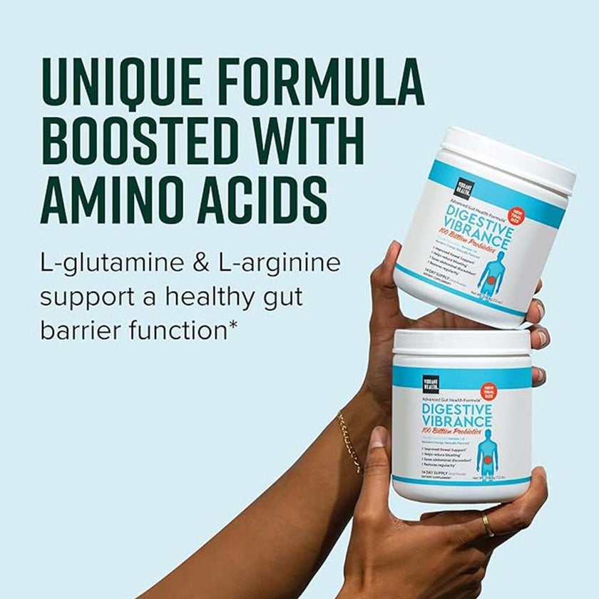 Vibrant Health Digestive Vibrance With 100 Billion Probiotics For Digestive Support 204g - Orange Flavored, 14 Servings