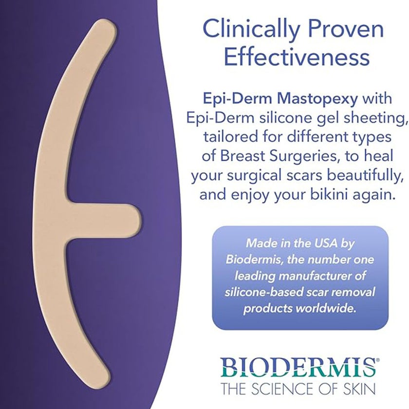 Biodermis EpiDerm Mastopexy Natural Silicone Gel Sheet For Scars, Size 32 * 9.6cm - 1 Pair