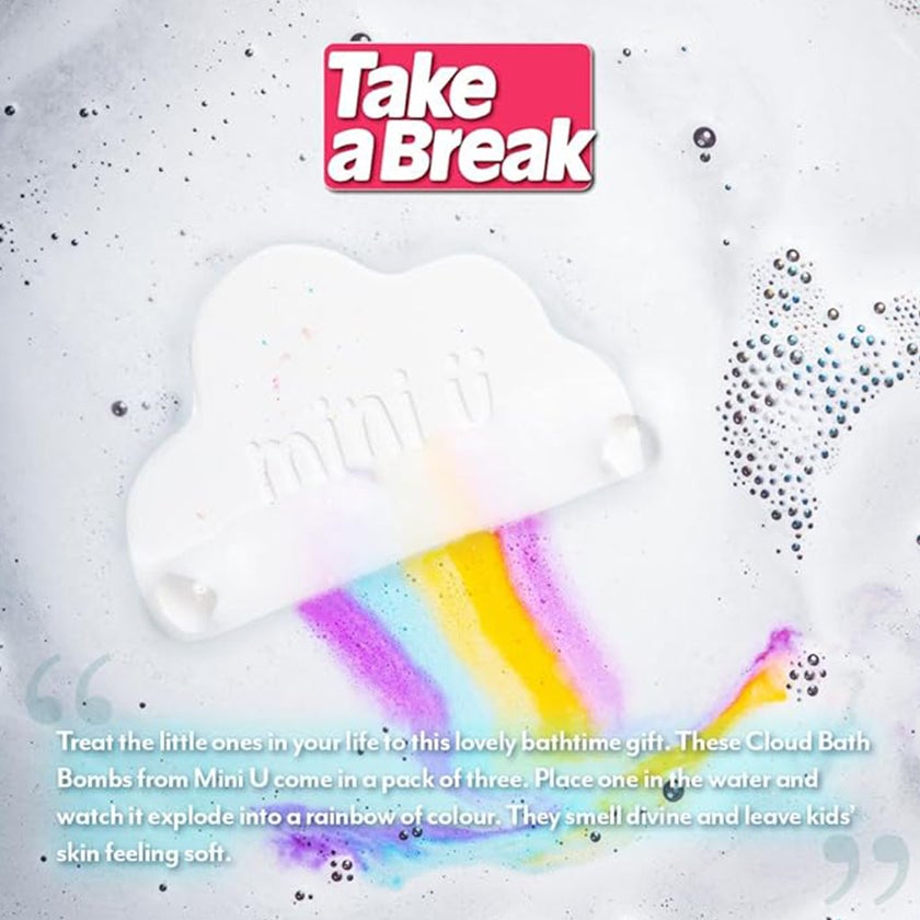 Mini U Rainbow Cloud Baby Bath Bombs 130g, Pack of 3's