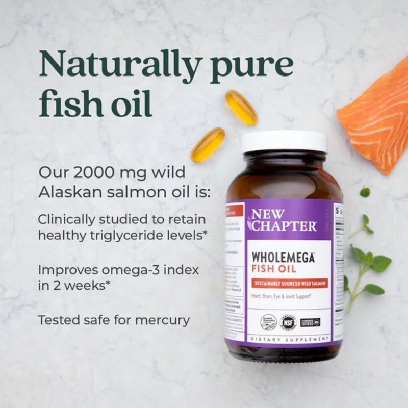 New Chapter Wholemega 1000mg Fish Oil Softgels, Pack of 60's