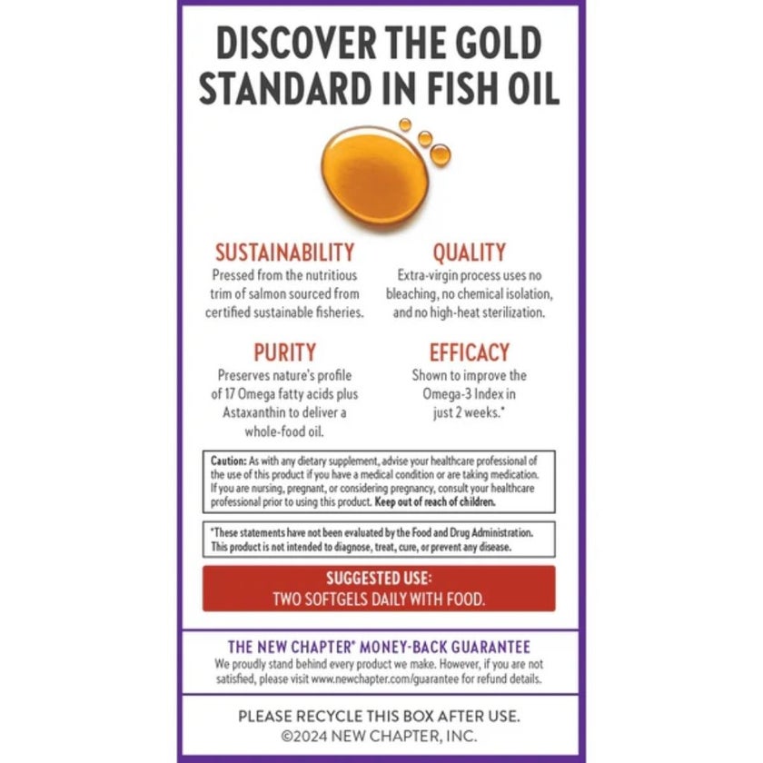 New Chapter Wholemega 1000mg Fish Oil Softgels, Pack of 60's