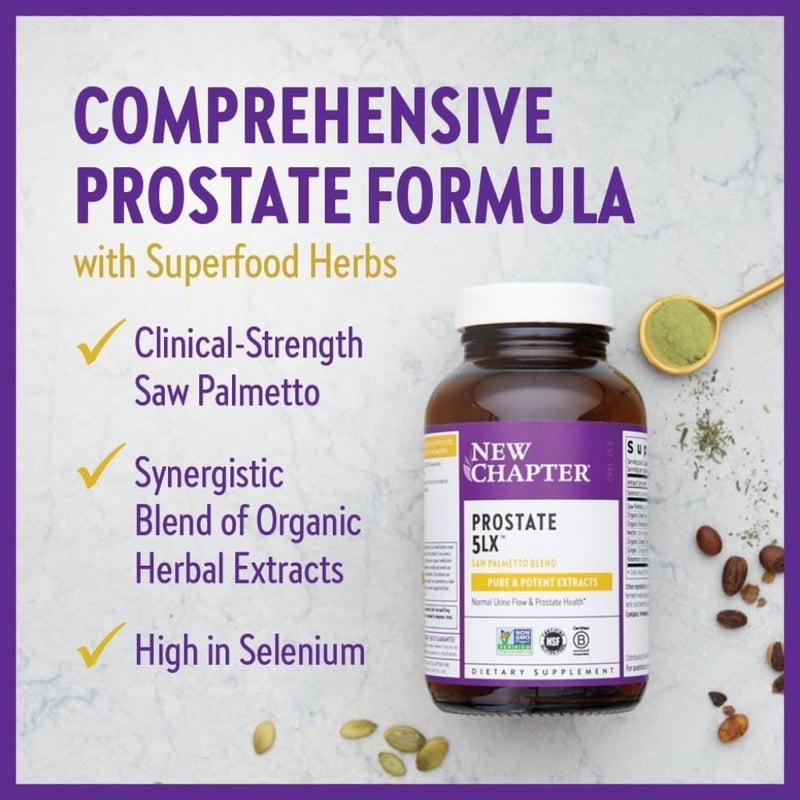 New Chapter Prostate 5LX Saw Palmetto Men's Supplement Capsules, Pack of 120's