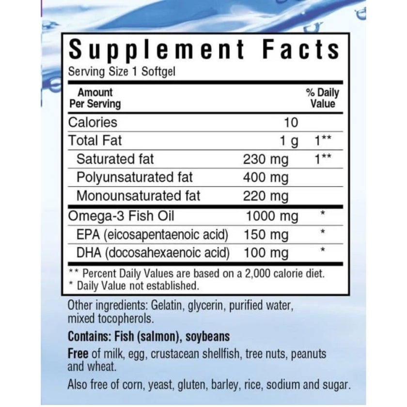 Bluebonnet Omega-3 Salmon Fish Oil 1000mg Softgels, Pack of 90's