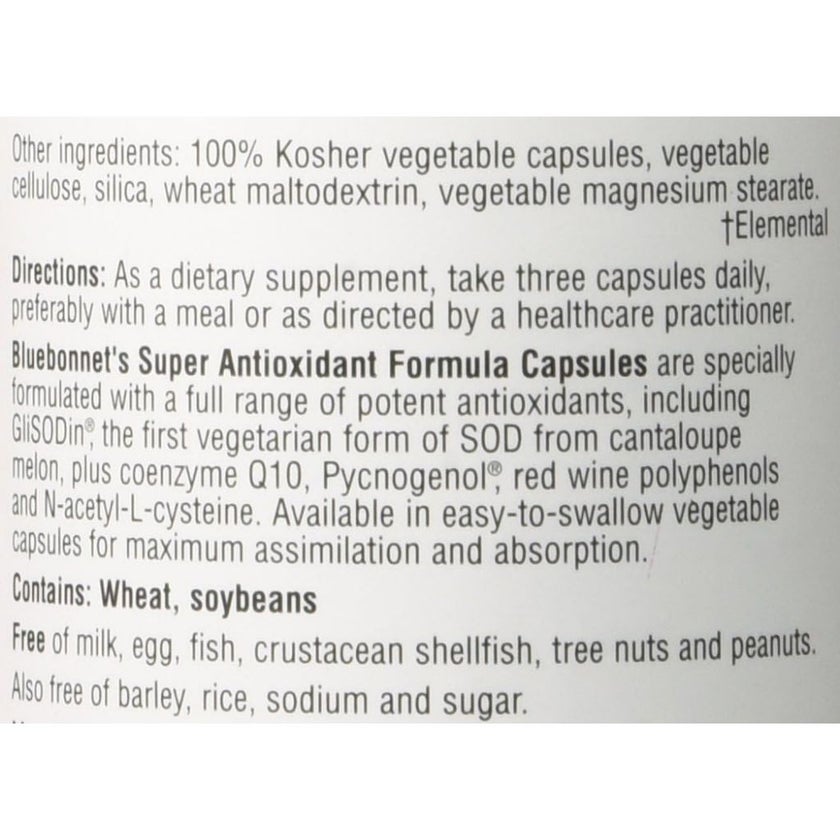 Bluebonnet Super Antioxidant Formula Capsules, Pack of 60's