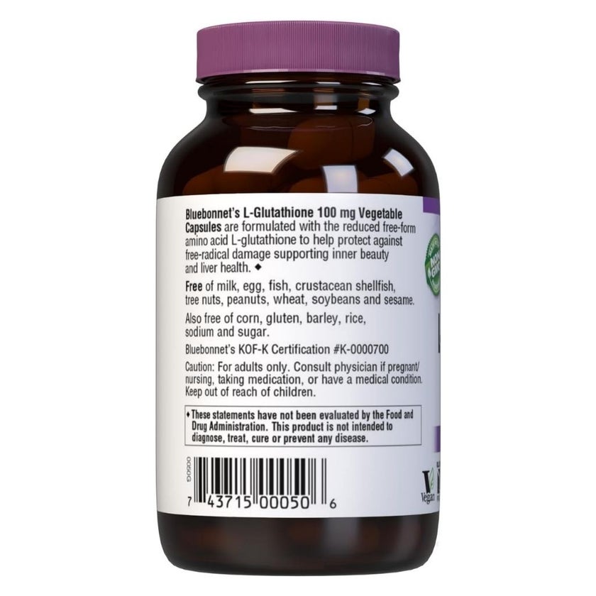 Bluebonnet L-Glutathione 100mg Supplement Capsules, Pack of 60's