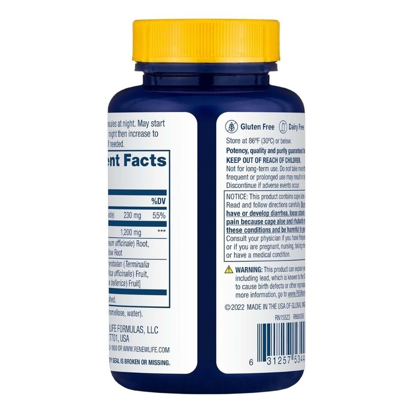 Renew Life Cleanse More - Herbal & Mineral Overnight Cleanse Formula Capsules, Pack of 60's