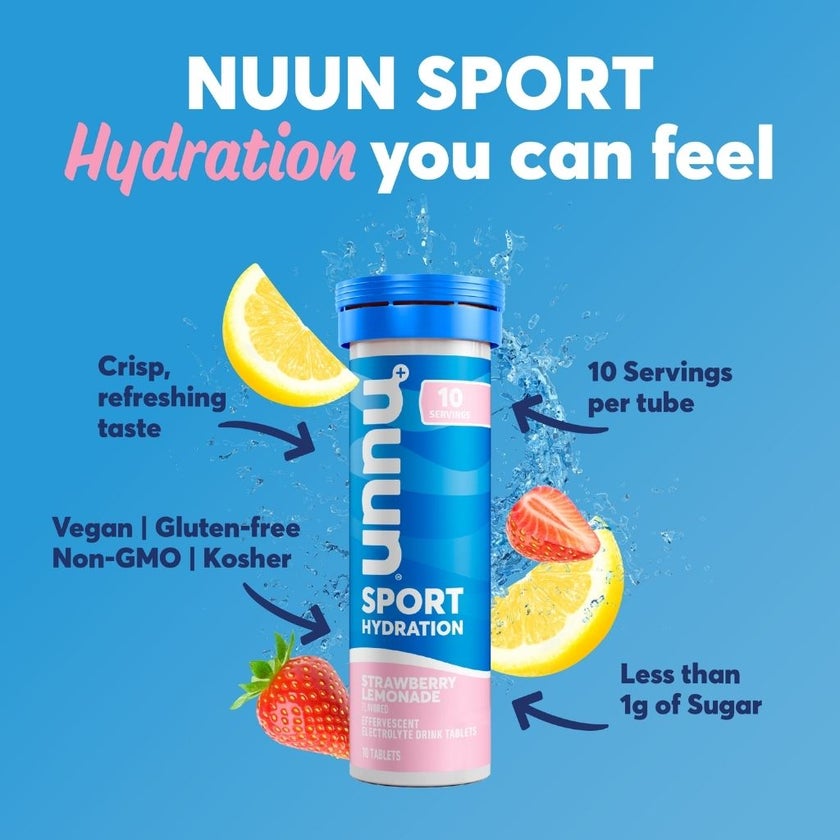 Nuun Sport Hydration Effervescent Electrolyte Tablets - Strawberry Lemonade Flavor, Pack of 10's