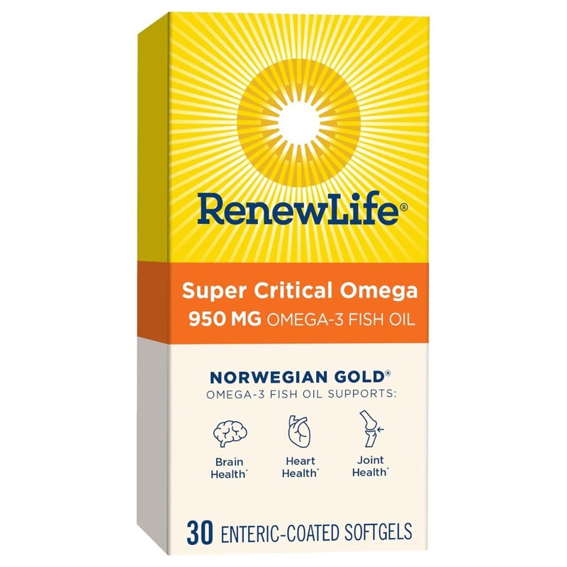 Renew Life Super Critical Omega 950mg Omega-3 Fish Oil Softgels, Pack of 30's