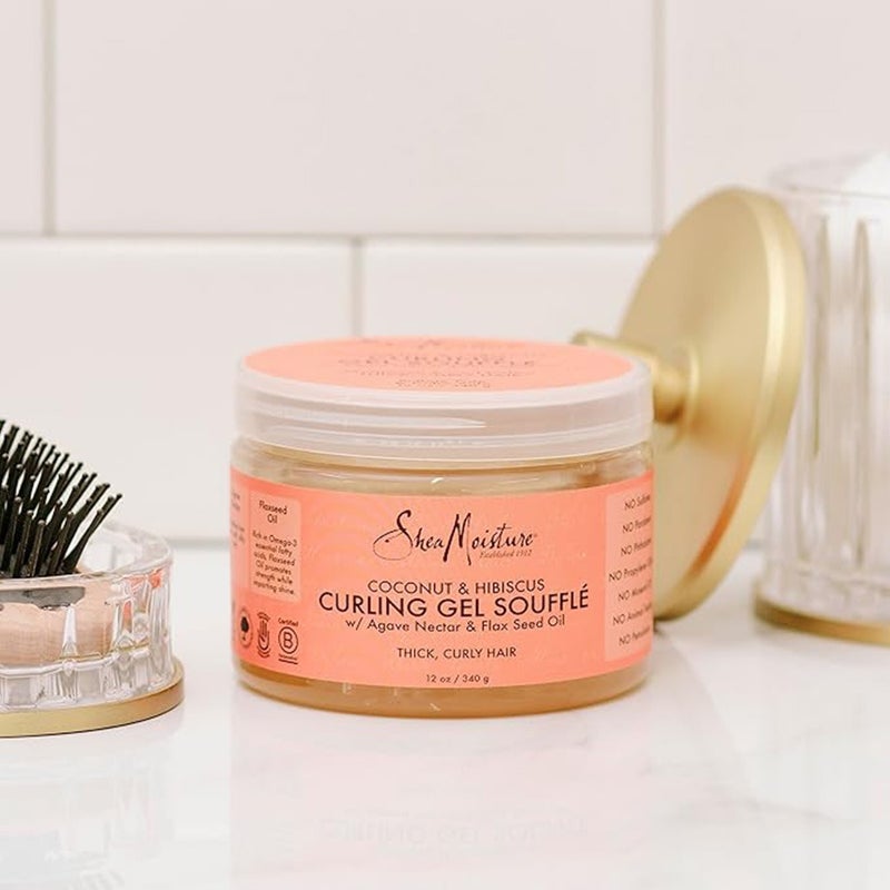 Shea Moisture Coconut & Hibiscus Curling Souffle Hair Gel For Thick & Curly Hair 340g