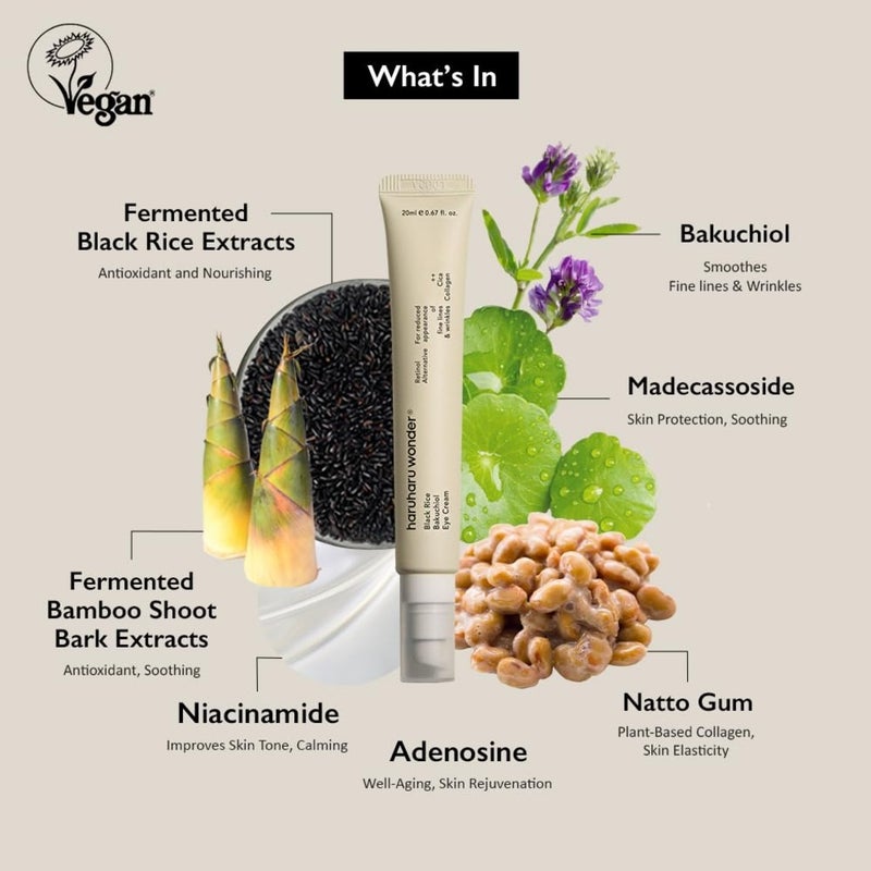 Haruharu Wonder Black Rice Bakuchiol Eye Cream For Dark Circles 20ml 