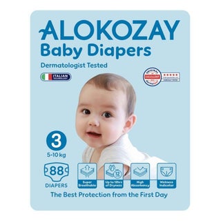 Alokozay Baby Diapers, Size 3, 5-10kg, Pack of 88's