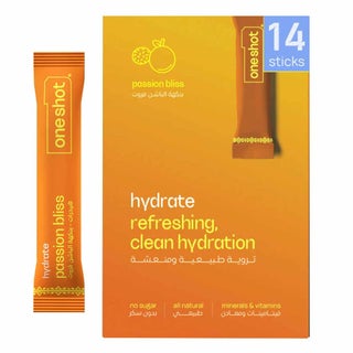 Oneshot Clean Hydration Passion Bliss Electrolyte Drink Sticks, Pack of 14's