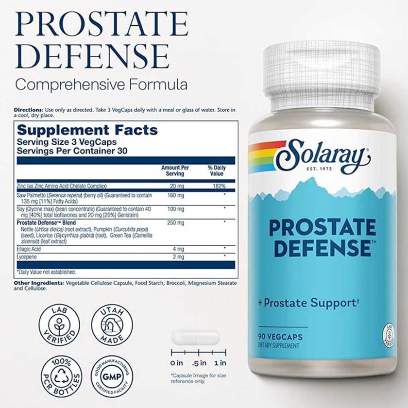Solaray Prostate Defense Men's Supplement Veg Capsules, Pack of 90's