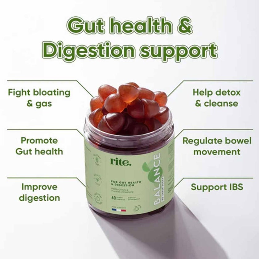 Rite Balance Gummies For Gut Health & Digestion, Pack of 60's
