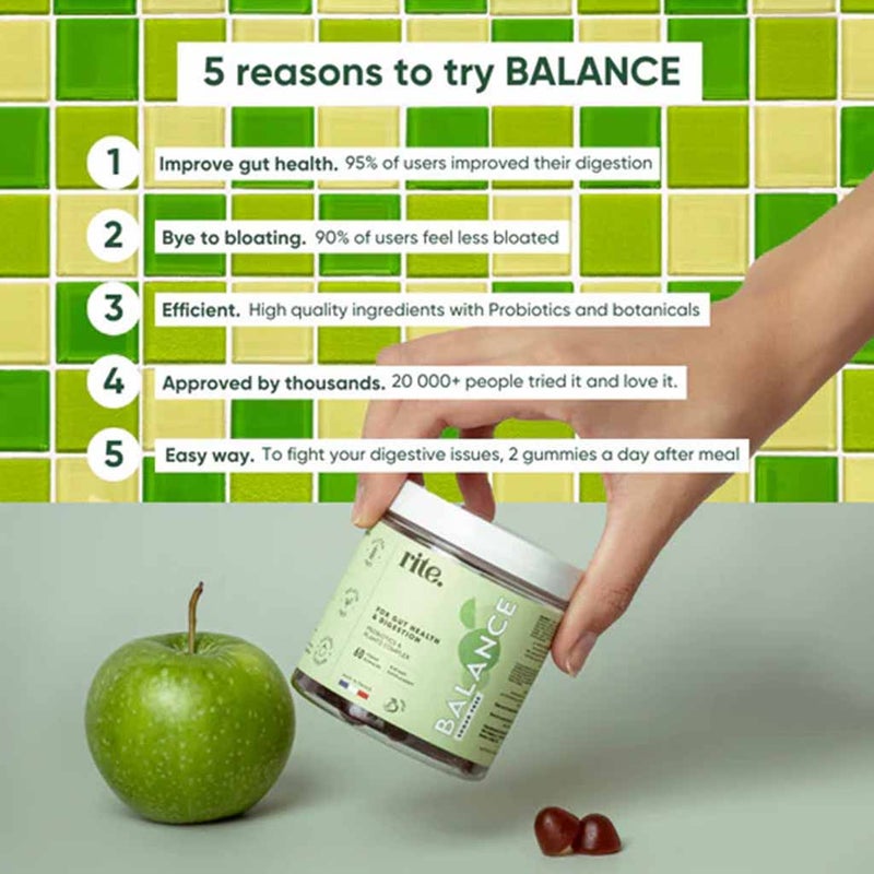 Rite Balance Gummies For Gut Health & Digestion, Pack of 60's