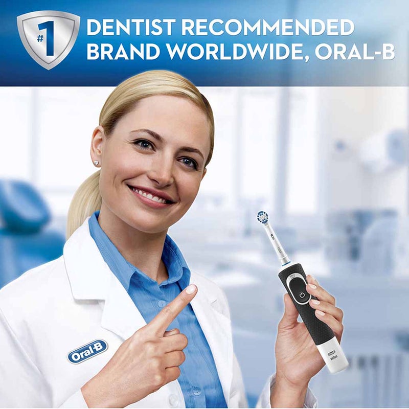 Braun Oral B Vitality 100 Cross Action Electric Rechargeable Toothbrush D100.413.1 - Black & White, TWIN PACK