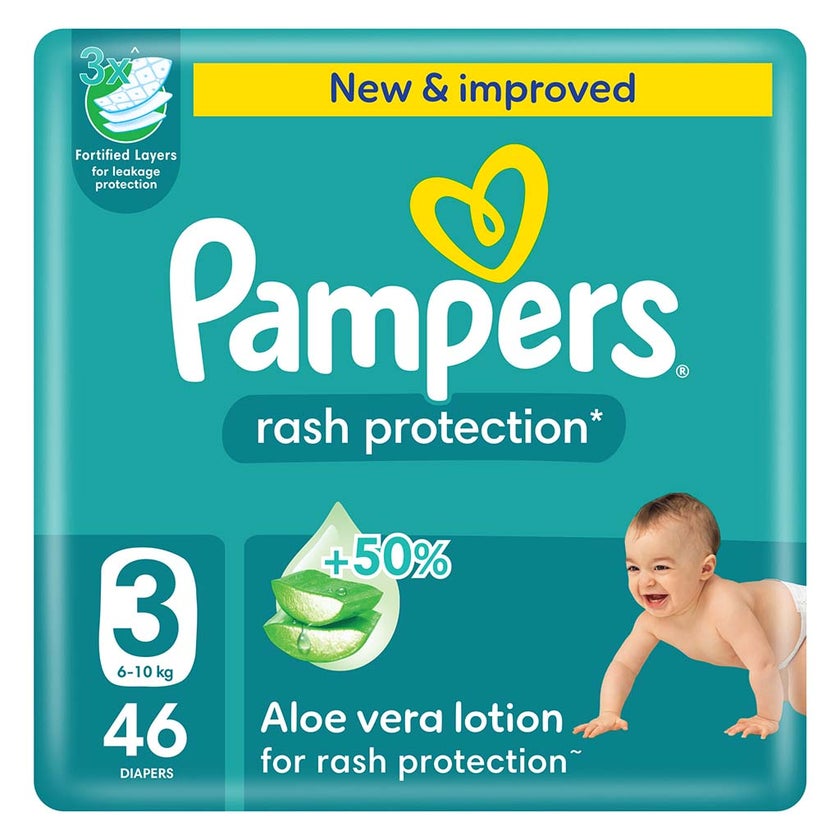 Pampers Rash Protection Size 3, 6-10kg Baby Diapers, Pack of 46's