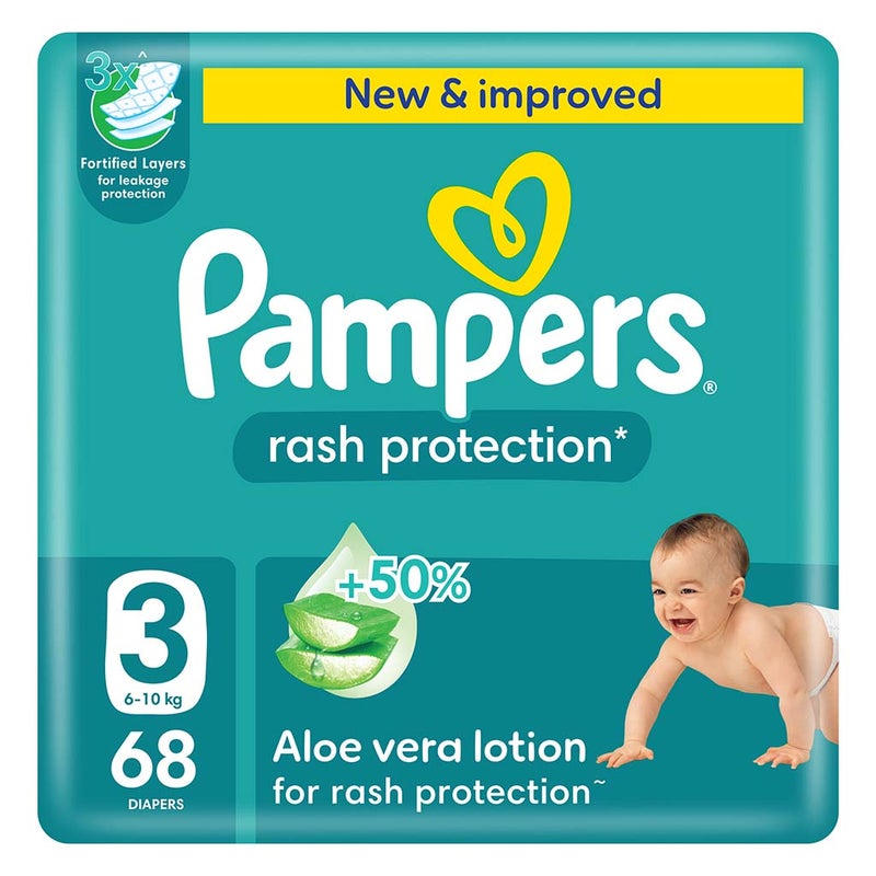 Pampers Rash Protection Size 3, 6-10kg Baby Diapers, Pack of 68's