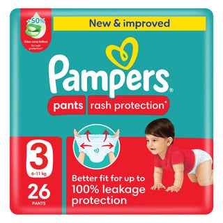 Pampers Rash Protection Size 3, 6-11kg Baby Diaper Pants, Pack of 26's