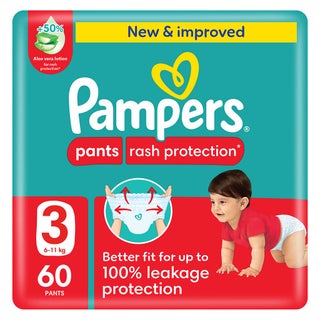 Pampers Rash Protection Size 3, 6-11kg Baby Diaper Pants, Pack of 60's