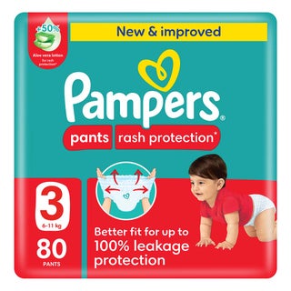Pampers Rash Protection Size 3, 6-11kg Baby Diaper Pants, Pack of 80's