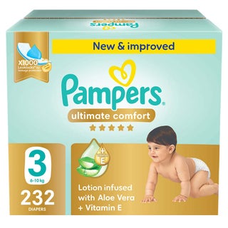 Pampers Ultimate Comfort Size 3, 6-10kg Baby Diapers, Pack of 232's